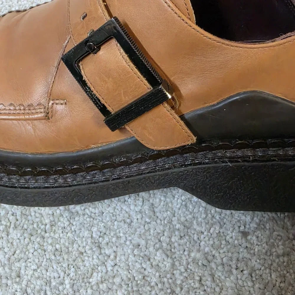 Cesare Paciotti Monk Strap Shoes Men's US 7 EU 40 Tan Leather Platform Italy